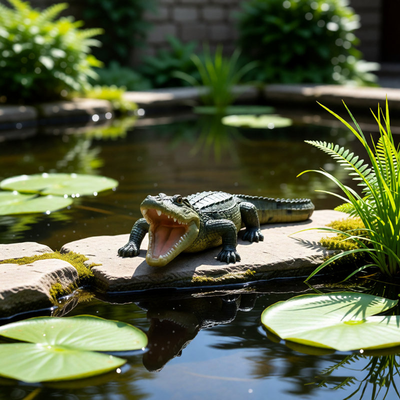 Statue de jardin de crocodile simulé, ornement animal en résine