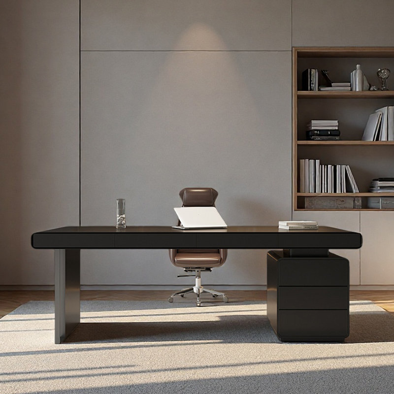Bureau d'étude minimaliste, H 29,53 po x l 70,87 po x P 27,56 po, Black