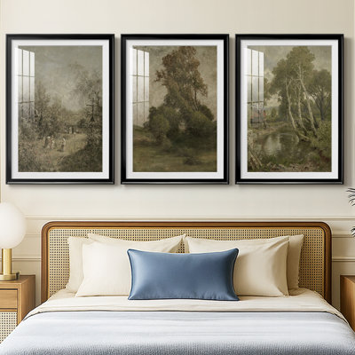 Vintage Landscape CLXXIII  -Custom Framed  Premium Print W Matt - 3 Pieces