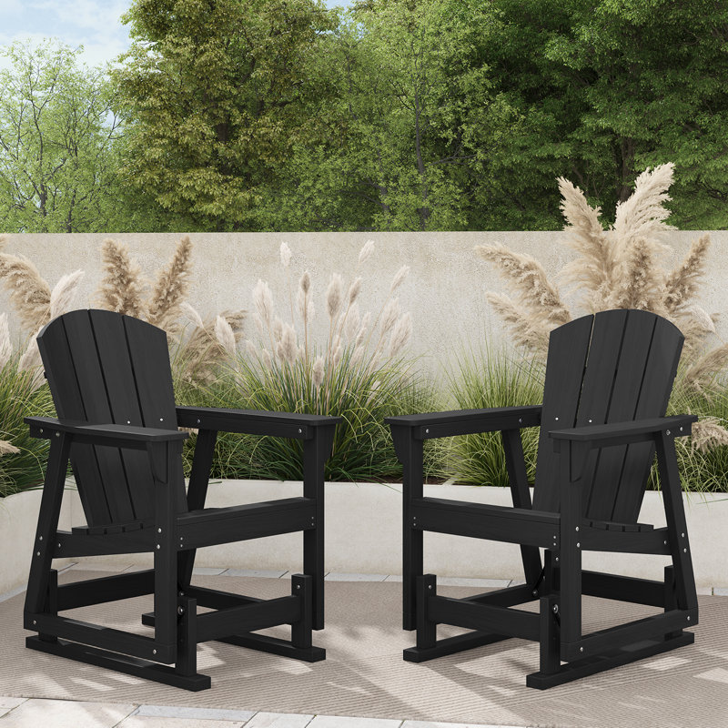 Fauteuil oscillant en PEHD Adirondack, Noir, 2