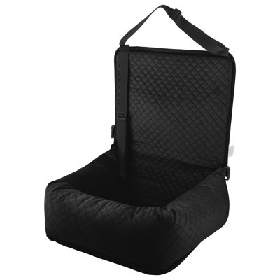 PETMAKER Dog Car Seat for Small to Medium Dogs and Cats up to 44lbs - Dog Booster Seat with Safety Tether & Adjustable Straps  - Removable, Machine-Washable Cover (Black)