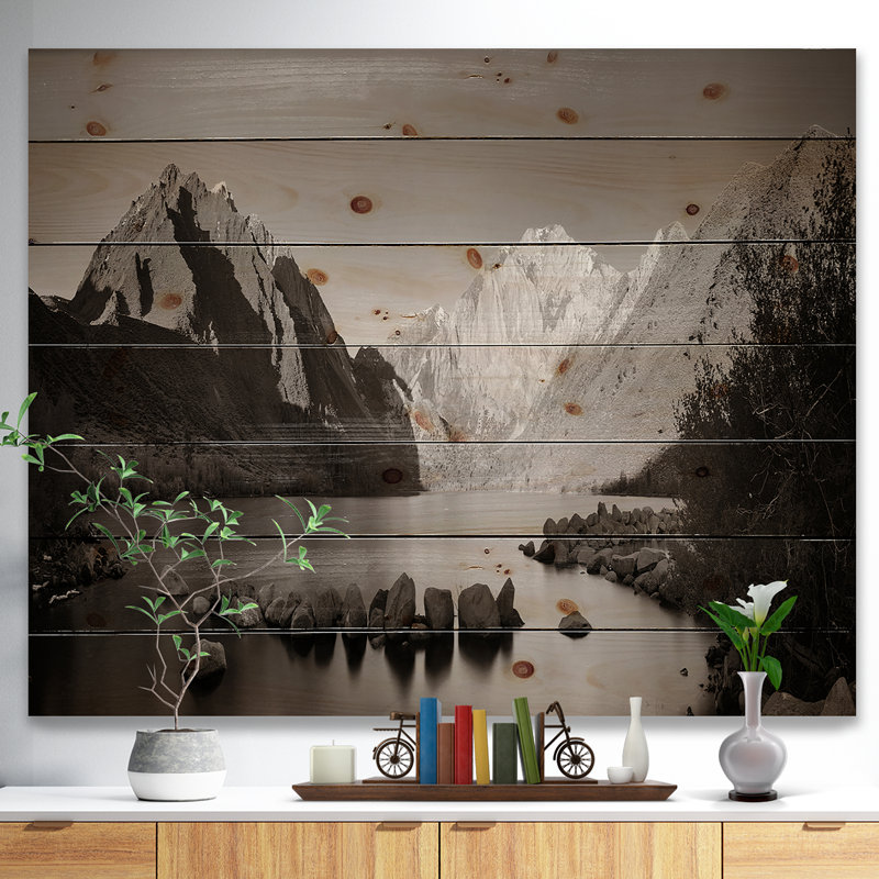 «Snow Mountain Lake Panorama», photographie, H 30 po x l 40 po x P 1,5 po, Bois