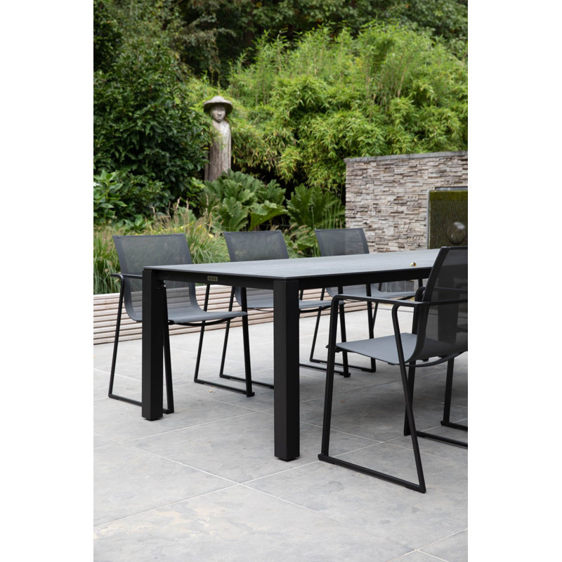 Machar Outdoor Dining Table, 39.38" W x 110.25" L x 29.5" H, Black, Gray