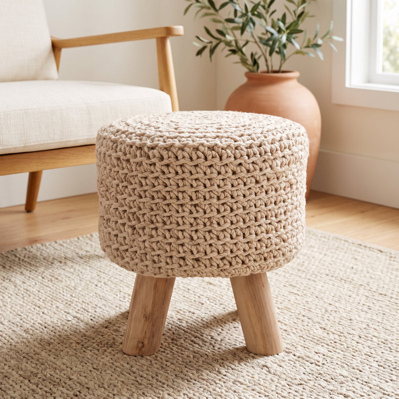 Milnor 16" Wide Standard Ottoman, Cream Wool