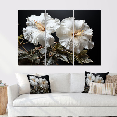 Hibiscus Flowers Illuminated By Moonlig I - Hibiscus Wall Art Living Room Set