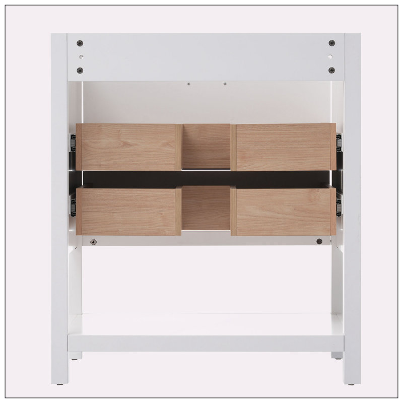 White and Gold Freestanding Single Bathroom Vanity Base