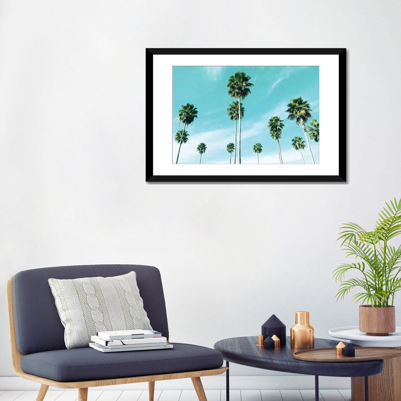 «East Coast Palms», impression sur toile, Papier avec cadre noir, Blanc, H 24 po x l 32 po x P 1 po