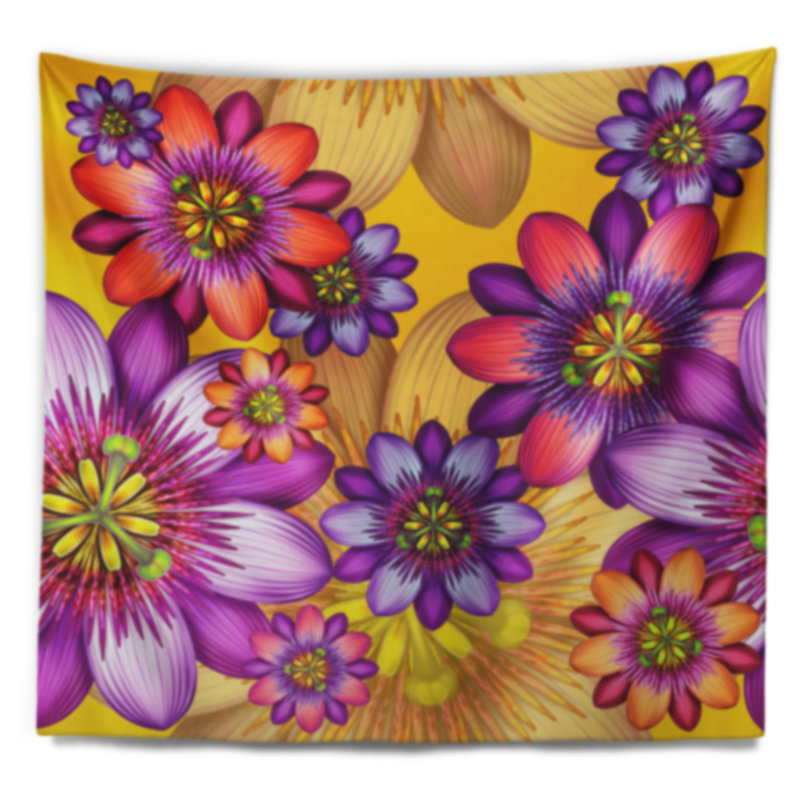 Tapisserie de fleurs à motif floral passion, H 32 po x l 39 po