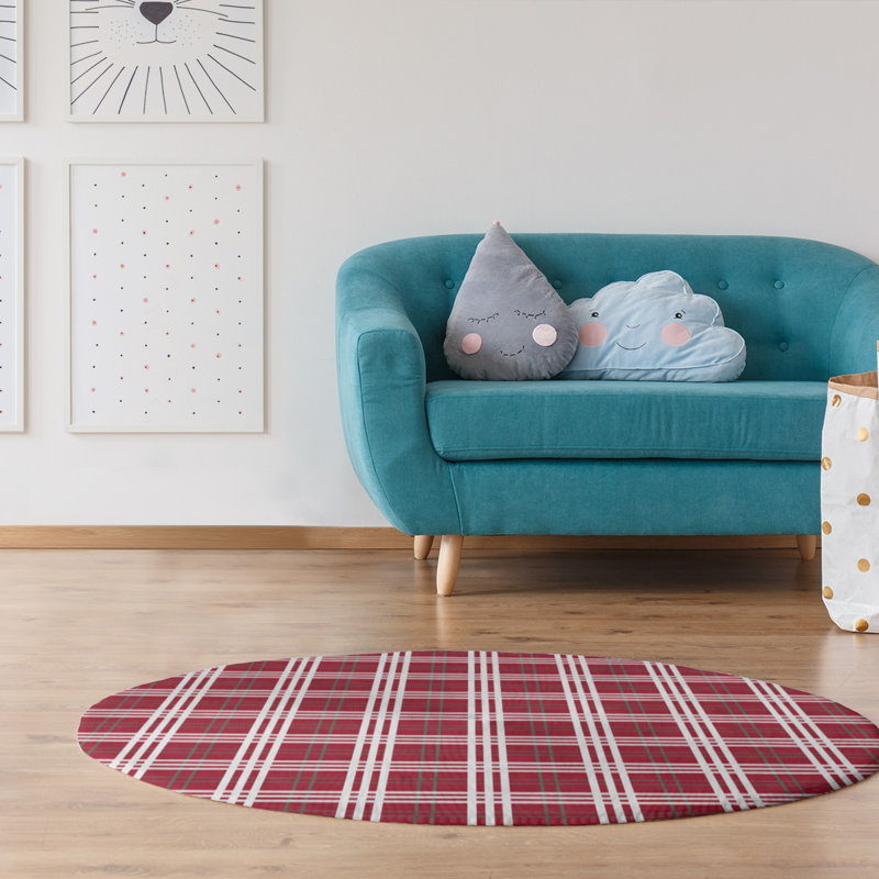Tapis rouge à carreaux, Rond 5 pi