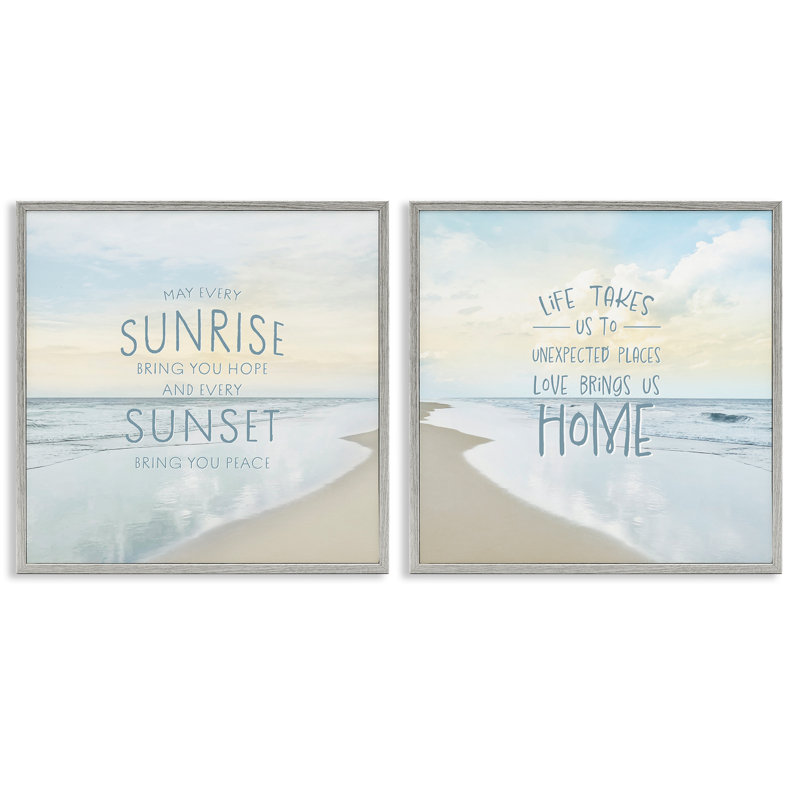 Beautiful Beach Inspirations, ensemble de 2 giclées encadrées, design par Natalie Carpentieri, Giclée de ferme grise encadrée
