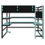 Lit mezzanine avec bureau, support de rangement latéral, tablettes multiples-929341875
