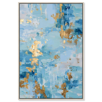 Décoration murale encadrée «Gilded Ocean III» par Art Remedy, cadre noir, 24 x 36