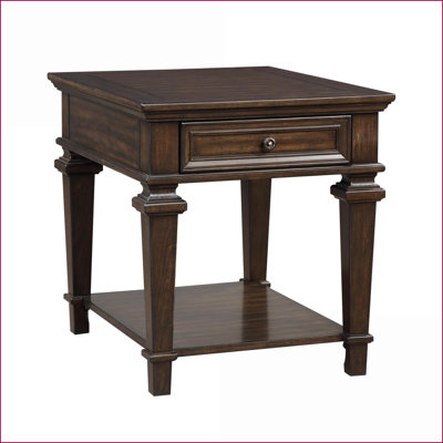 Table basse traditionnelle en placage de bouleau espresso pour le salon avec tiroir, tablette ouverte et amp; Assemblage facile