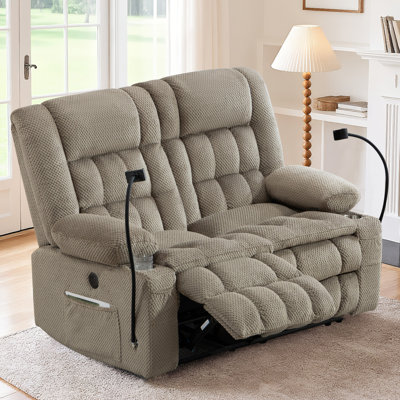 2-seater Manual Reclining Loveseat Sofa With Dual Recliners, Cup Holders, Usb Charging Ports & Side Storage Pocket – Compact Recliner Couch For Living Room, Apartment, Or Rv