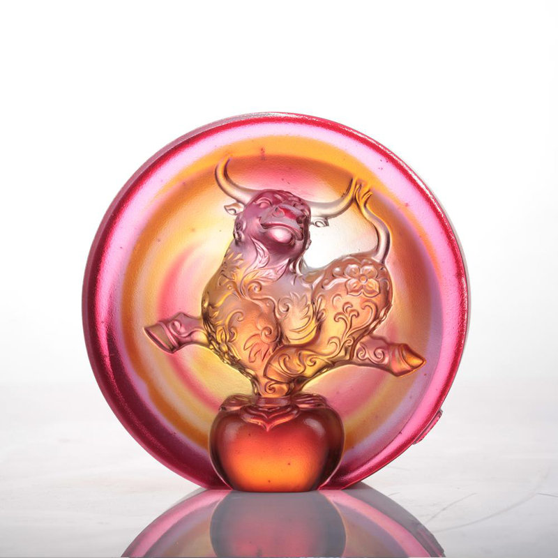 The Joyful Spirit of the Ox Crystal Paperweight Figurine
