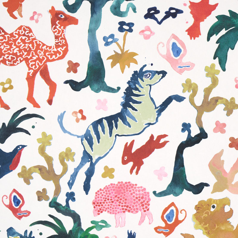 Papier peint Schumacher x Happy Menocal Beasts, Ivoire