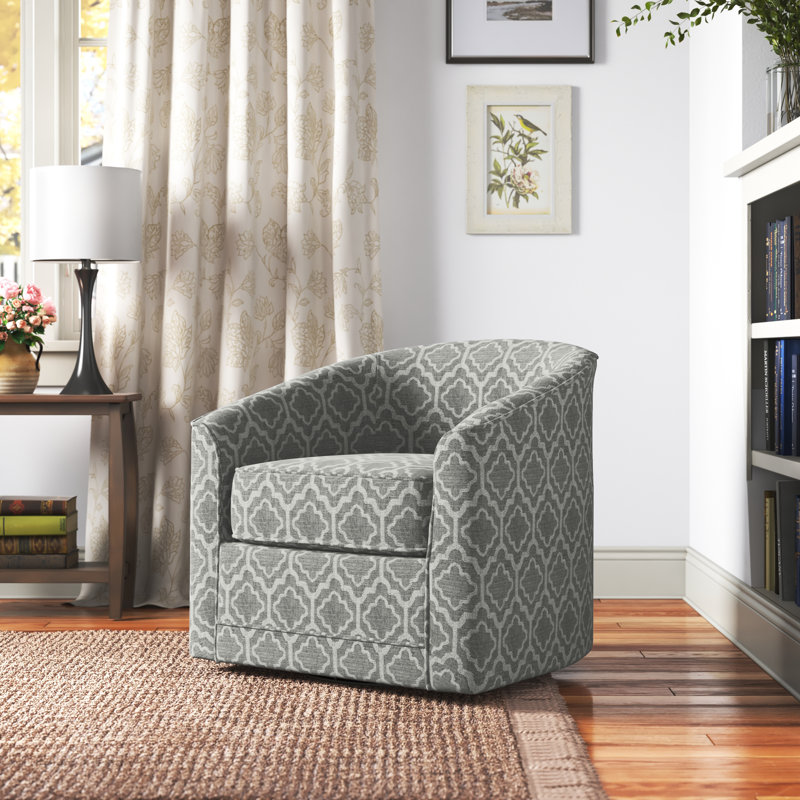 Fauteuil demi-tonneau pivotant en polyester 31,5 po de large Anglert, Polyester gris étain