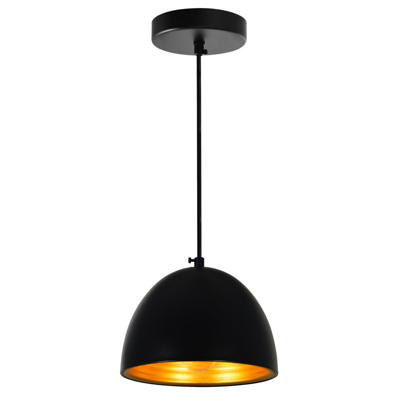 Luminaire suspendu noir 7 pouces - 1 lumière avec abat-jour dôme en bronze texturé pour la cuisine, l'îlot ou la table de salle à manger