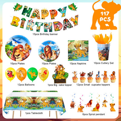 The Lion King Birthday Decorations, 117 Pcs The Lion King Birthday Party Decorations