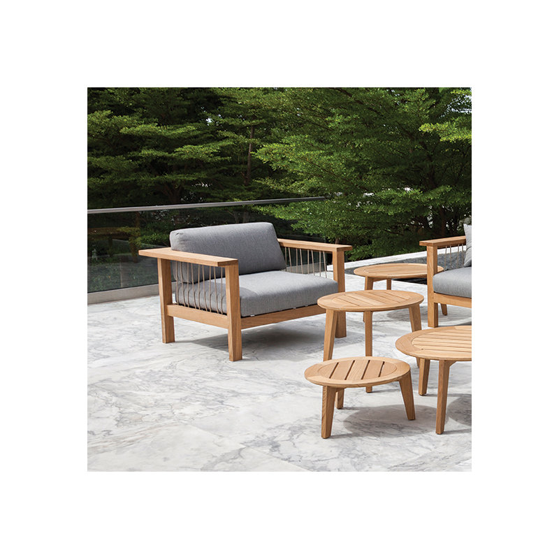 Maro Outdoor 4 - Piece Teak Conversation Set, 20.56" Diameter x 20.56" W x 10.25" H, Charcoal Chine