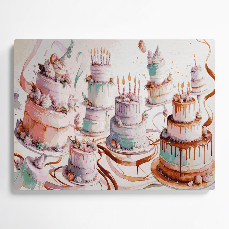 Dessert, gâteau d'anniversaire, art mural gris en métal, 11" H x 14" W