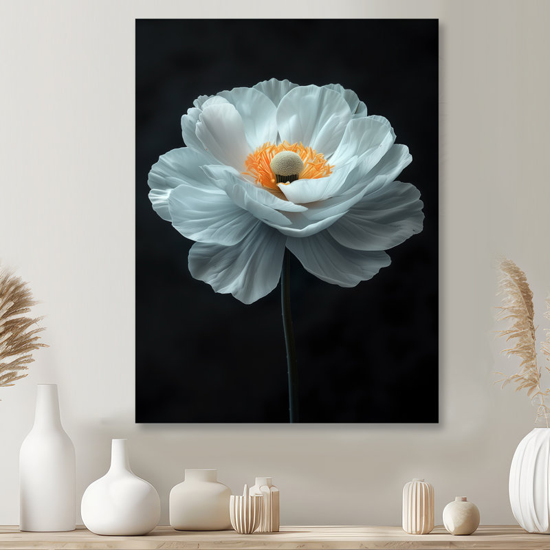 Blanc, jaune, souci élégant, simplicité, photo - souci, décoration murale, Sans cadre, métal, H 16 po x l 32 po