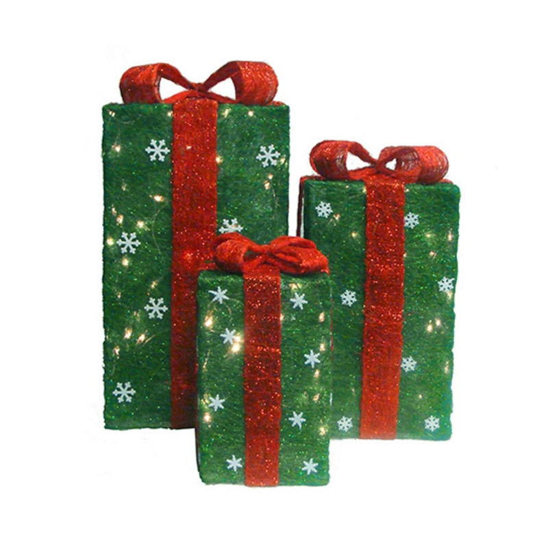 Ensemble de 3 décorations de Noël en sisal vert