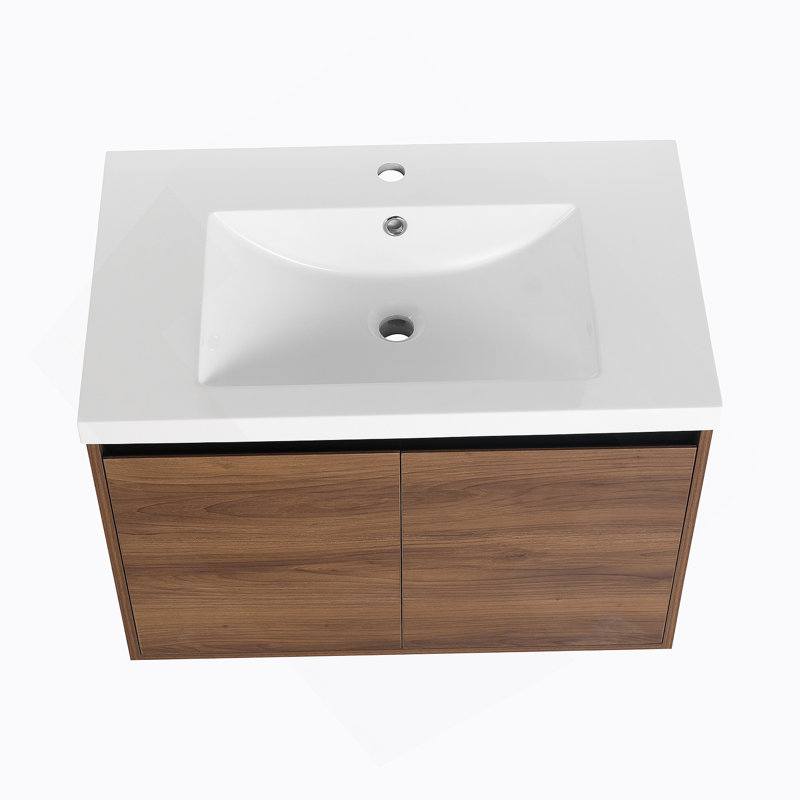 Ensemble de meuble-lavabo brun avec lavabo en résine 30 po et 2 portes, 30"