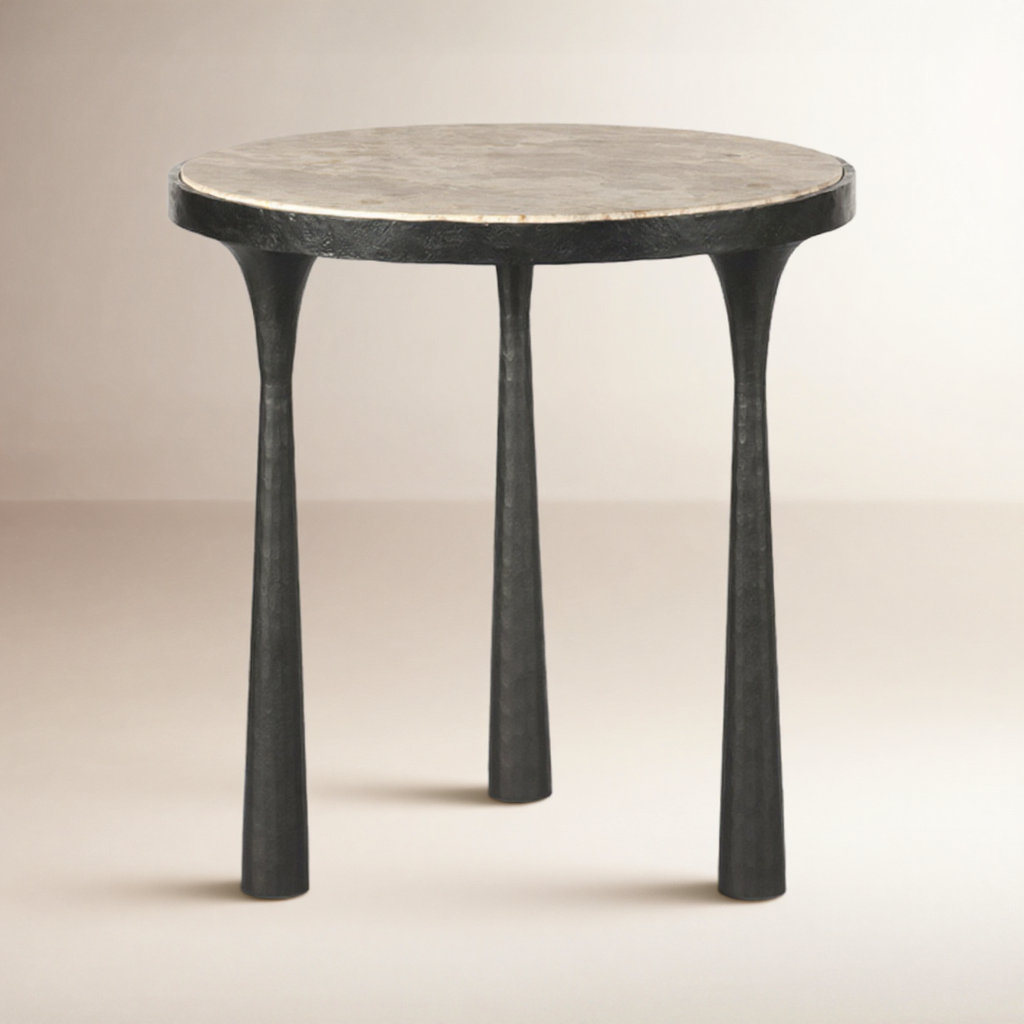 Billings End Table, Fossil Marble Top/Gray Base