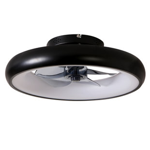 Indoor Flush Mount Ceiling Fan With LED Light And Remote Control