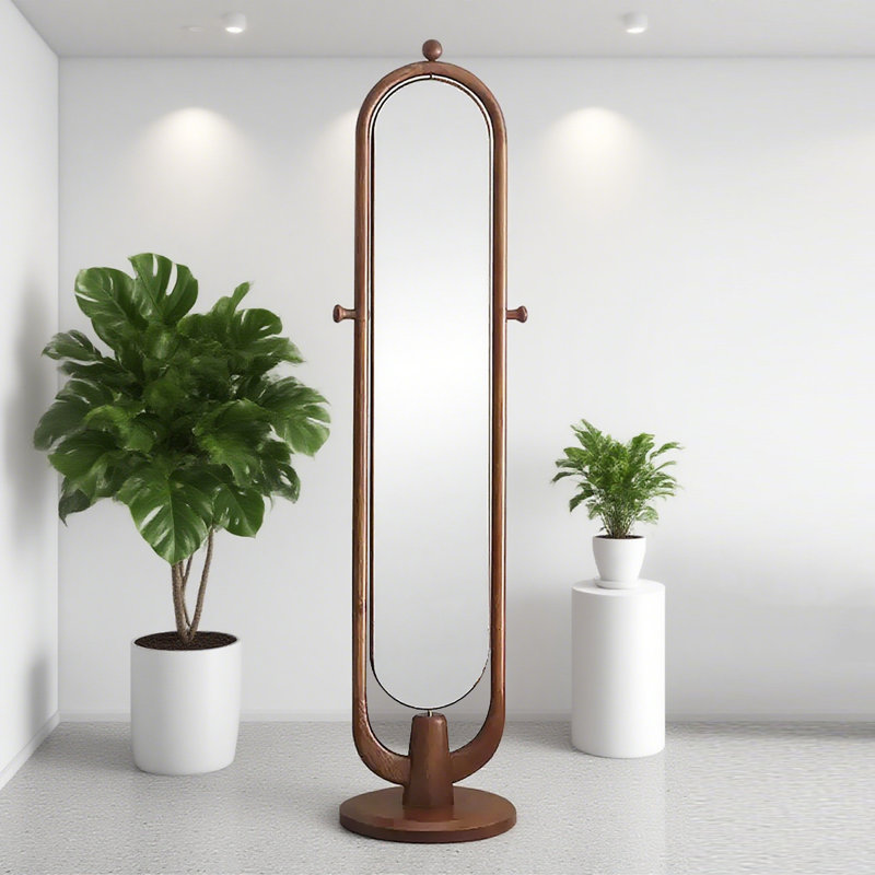 Medieval-Style White Waxwood Frame Rotatable Wall Mirror