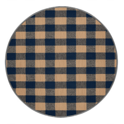 Machine Washable Checkered Gray Area Rug