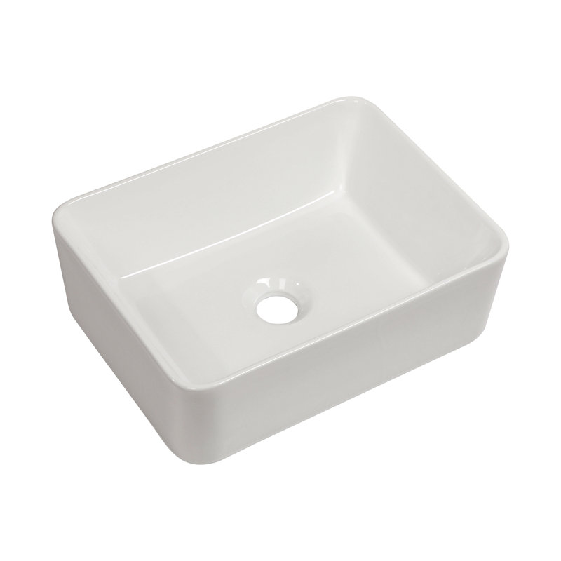 Lavabo de salle de bain rectangulaire en céramique blanche 16 "X12", Blanc