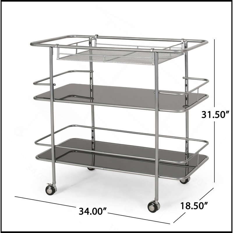 Wagon-bar en métal avec verre
