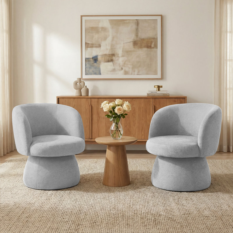 Fauteuil demi-tonneau pivotant l 28 po avec base ronde (ensemble de 2), Gray