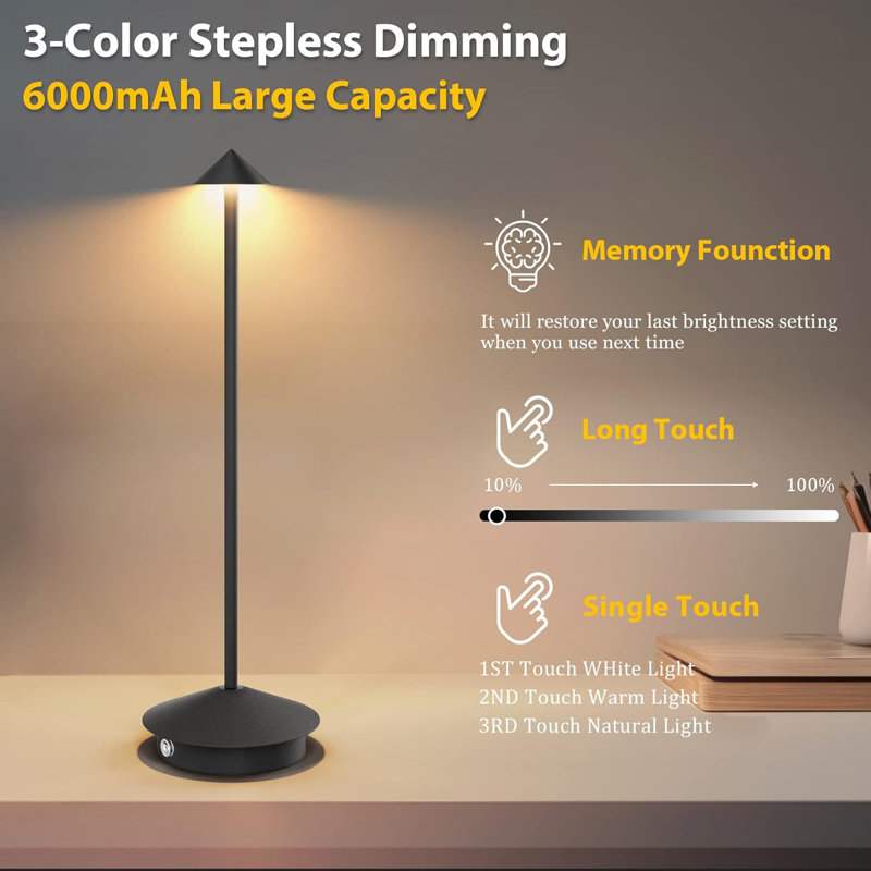 Paquet de 2 lampes de table rechargeables sans fil 6000 mAh