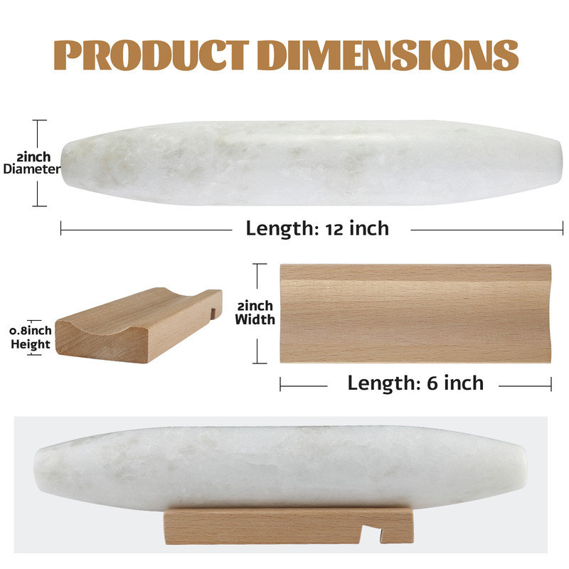 Marble French Rolling Pin with Stand, Namib Fantasy