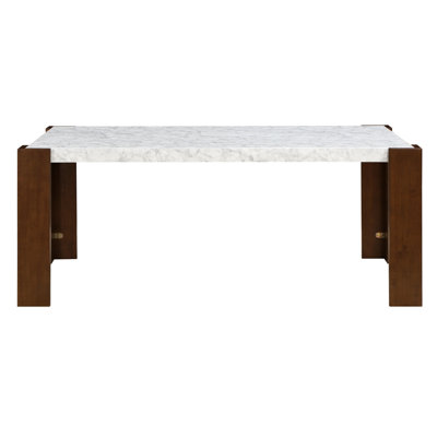 Table de salle à manger en pierre d'ingénierie de couleur neutre avec chaises en noyer
