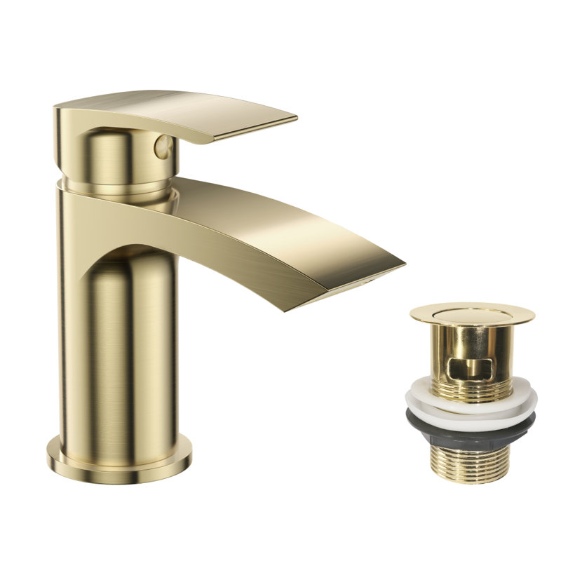 Carter Mono Basin Mixer Tap with Waste, Brushed Brass