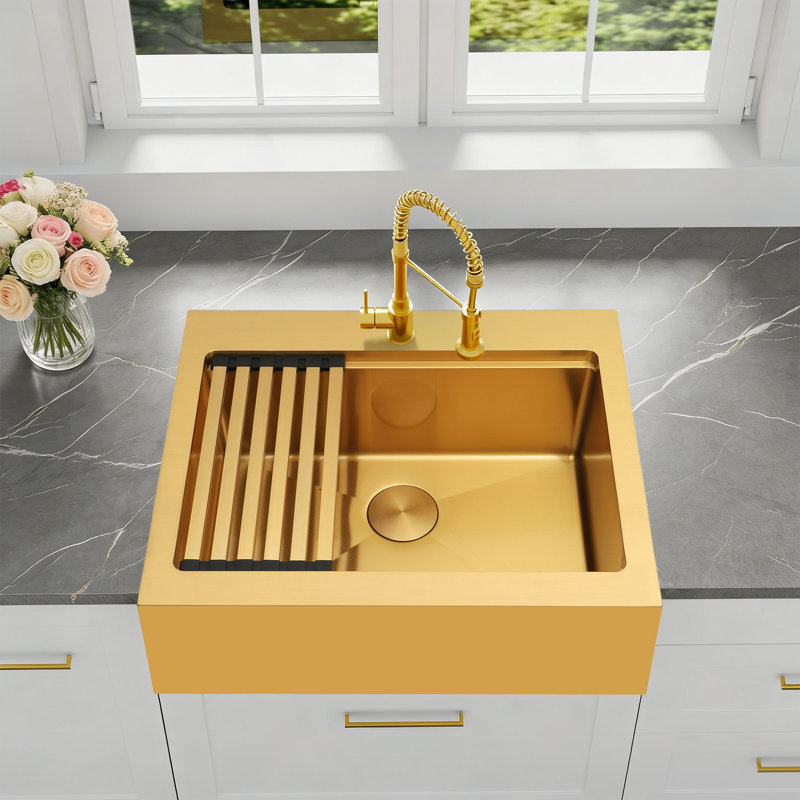 Évier de cuisine en acier inoxydable de calibre 16 avec cuve à tablier frontal L 30 po x l 22 po avec accessoires