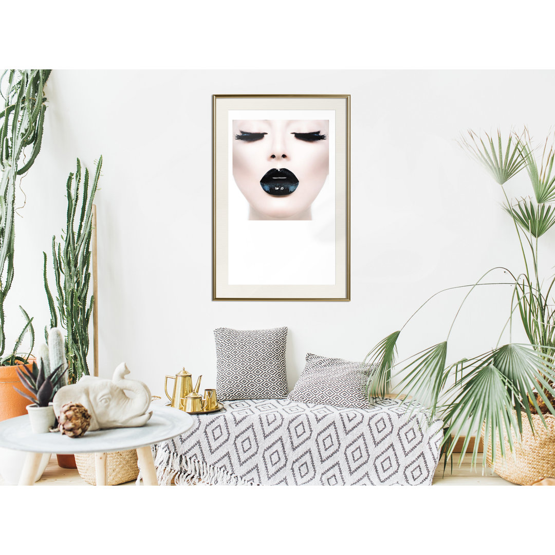 Gerahmtes Poster Black Lipstick