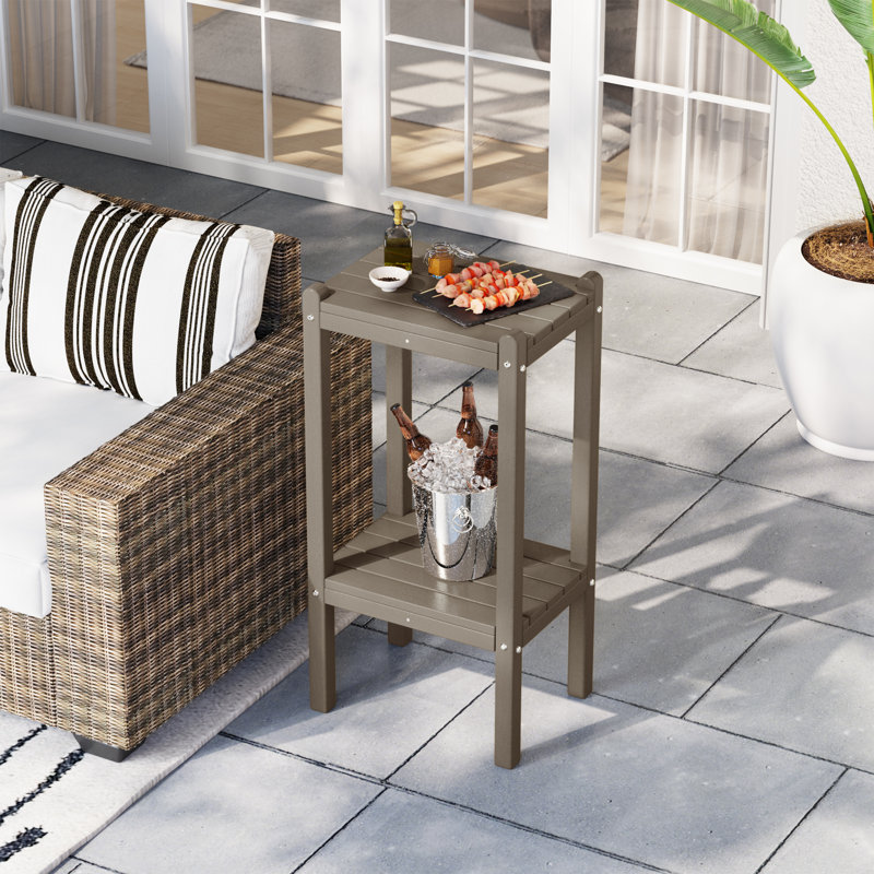 Laguna 18.45" W UV Resistant HDPE Side Table , Brown