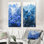 Pivoines bleues sur des sommets I - décoration murale en toile florale 2 panneaux