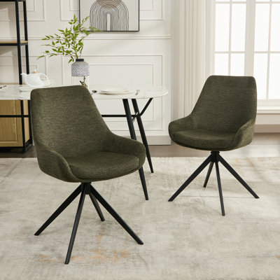 Dining Room Chairs Set of 2, Mid Century Modern Kitchen Swivel Upholstered Dining Chair -  Corrigan StudioÂ®, 5E2789337D8942EC84F16A8B2A245D83