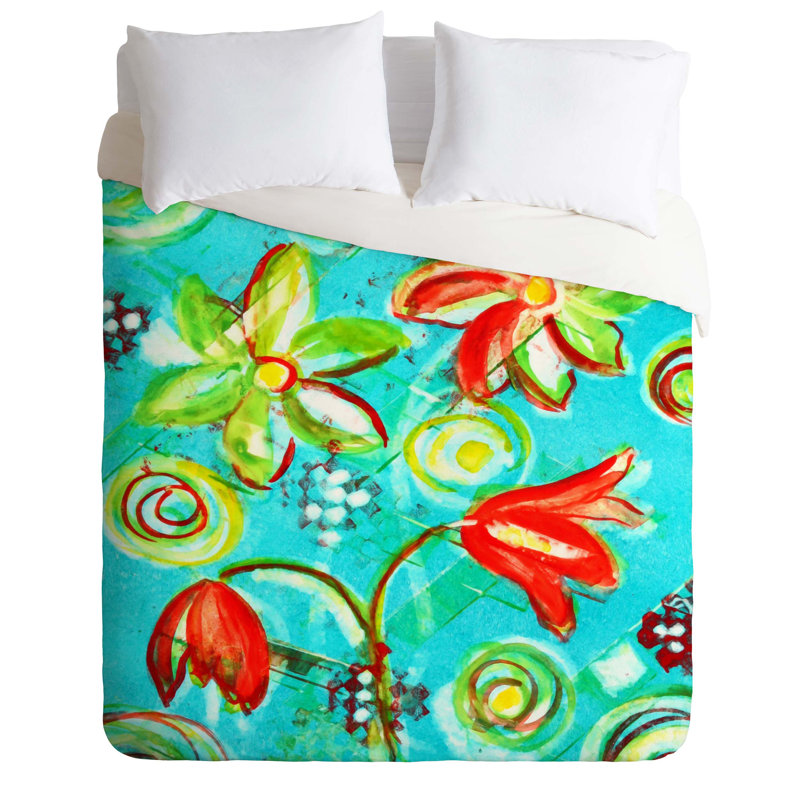 Laura Trevey Polyester Floral Duvet Cover, Queen Duvet Cover + 2 Standard Shams
