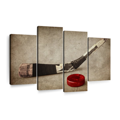 " Vintage Ice Hockey Multi Piece Canvas Print " by Ivan S 4 - Pieces