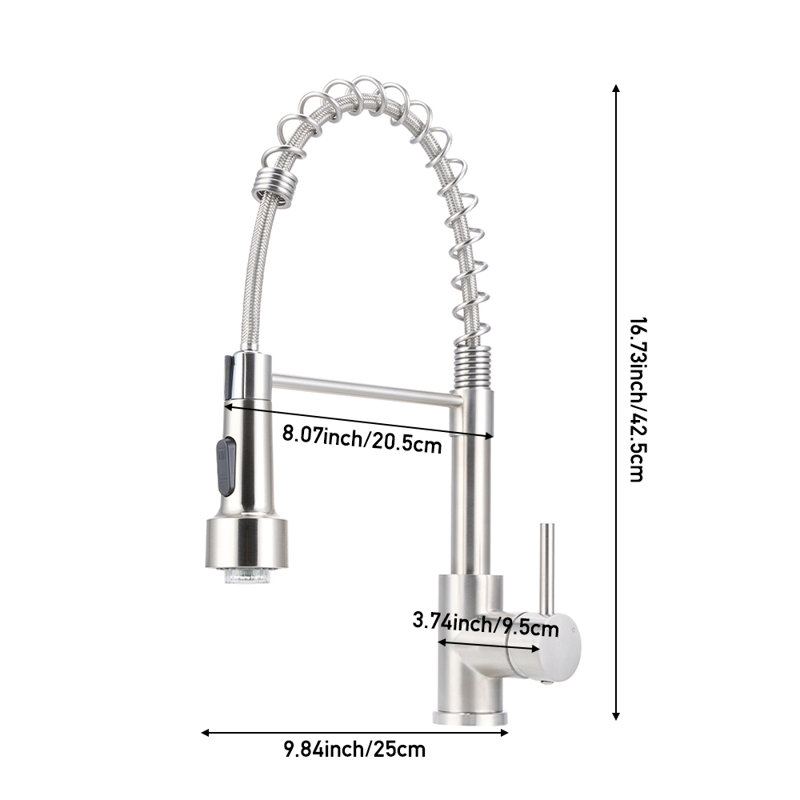 Belfry Kitchen Pull Out Kitchen Faucet, Silver