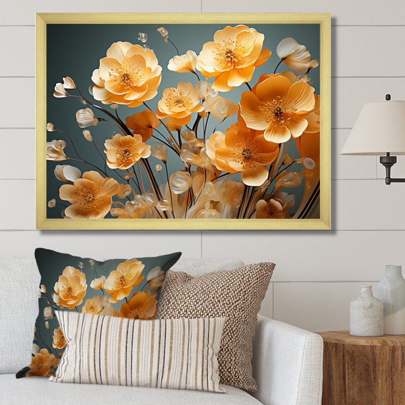 Impression sur toile Buttercups Collage Of Nature I - Buttercups, Cadre doré simple, H 30 po x l 40 po x P 1,5 po