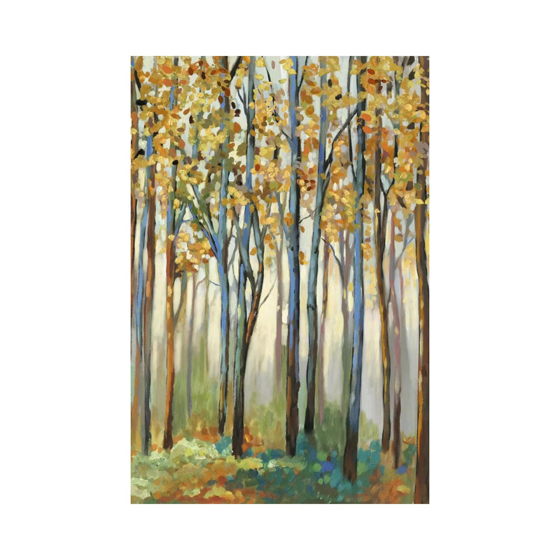 Golden Leaves by Allison Pearce - Painting on Canvas, Wrapped Canvas, 20.32 cm H x 30.48 cm W