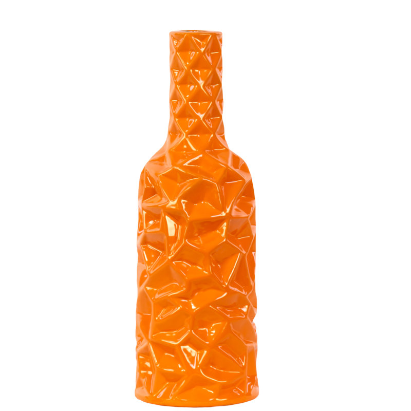 Gore Ceramic Table Vase, Orange, 12" H x 4" W x 4" D